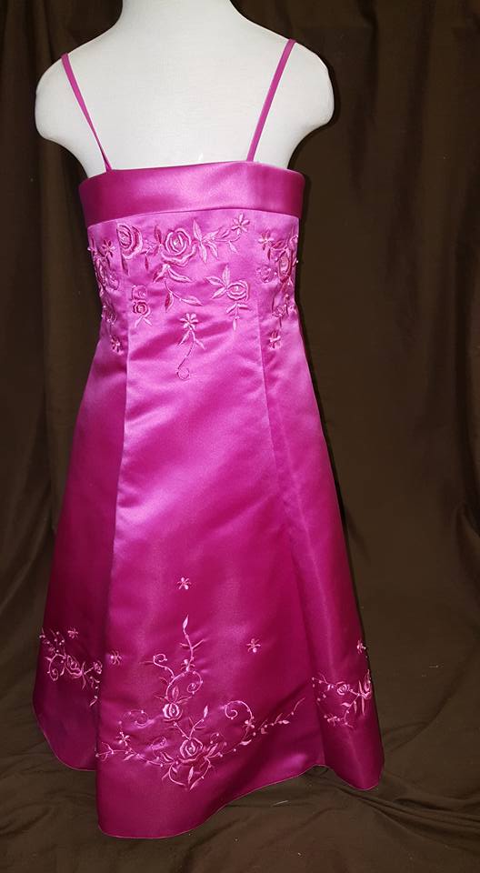 Girls fuchsia dress with pink embroidery size 3
