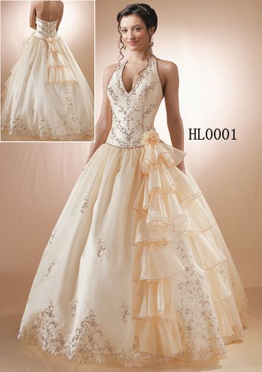halter wedding dress with ruffles