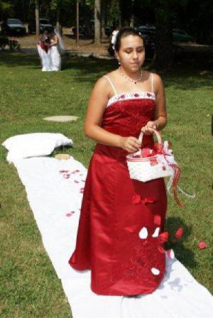 Beaded Bridesmaid dress. Apple red bridesmaid and junior dress.