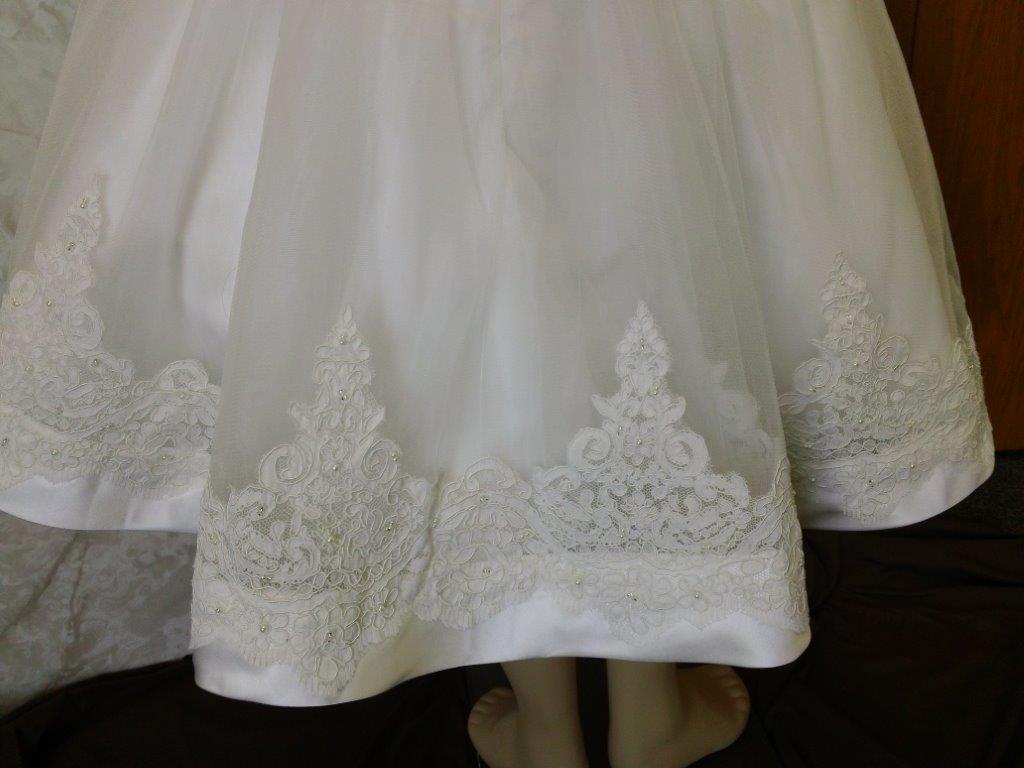 short lace trimmed wedding flower girl dress