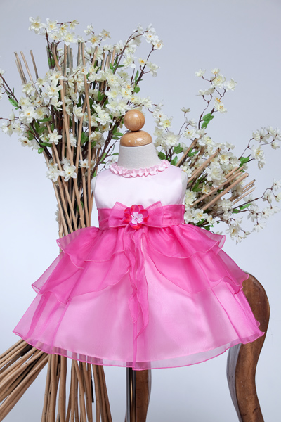 pink Infant tiered pageant dress
