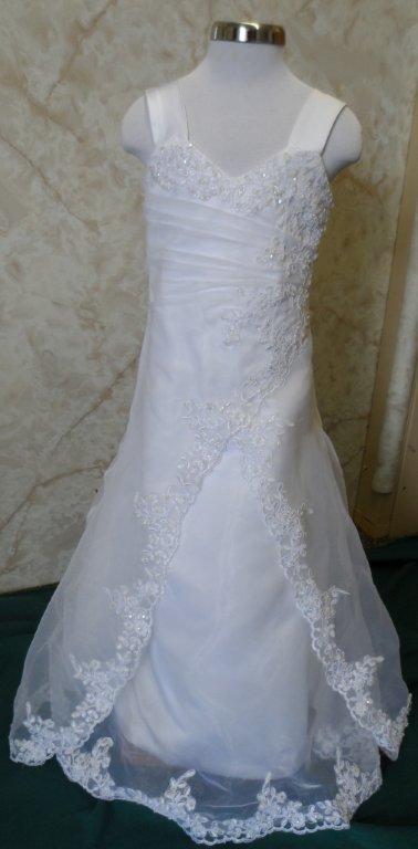 Miniature bridal gown with lace appliques