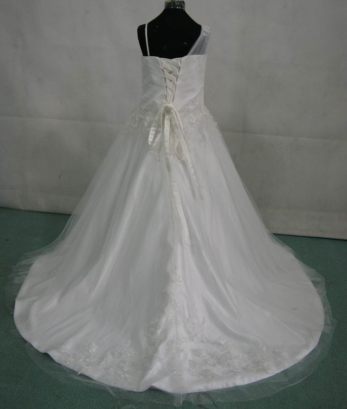 satin and tulle miniature wedding gown