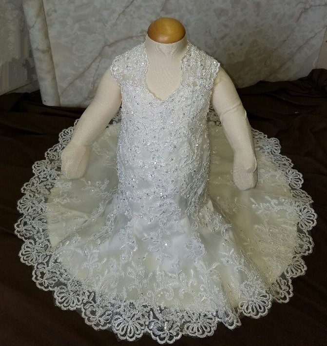 infant lace flower girl dress with train
