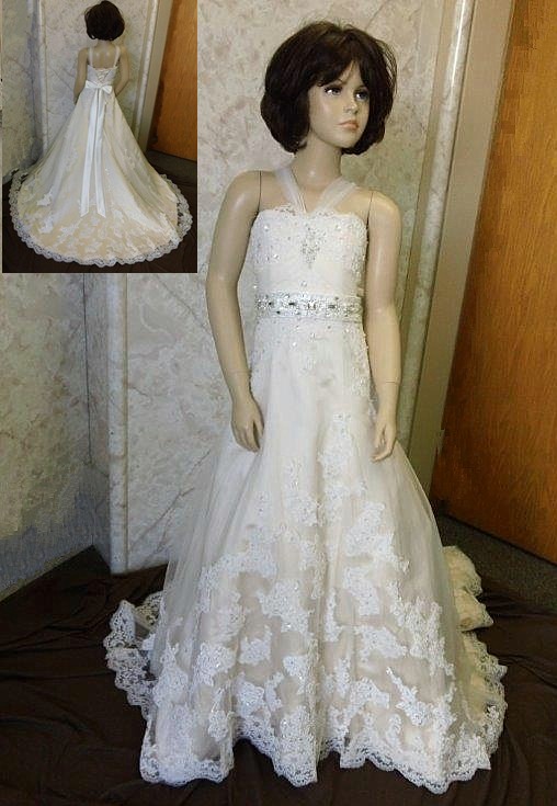 Flower girl jeweled wedding dress