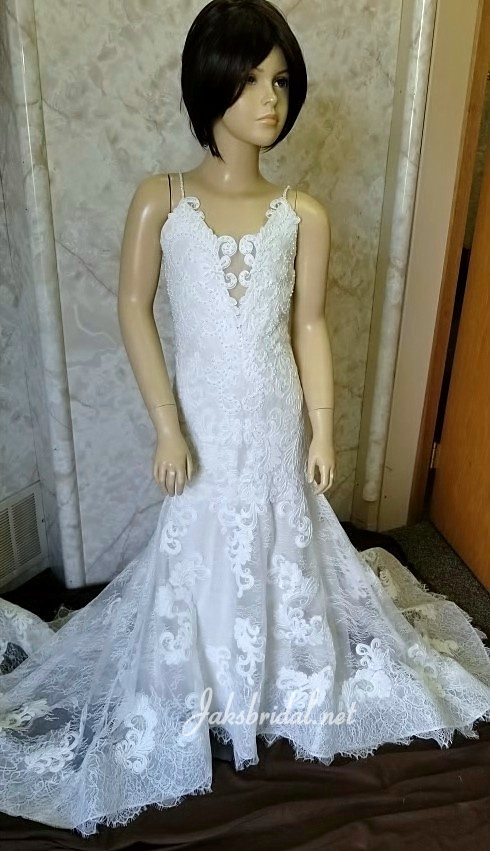 Lace flower girl dress with gorgeous train