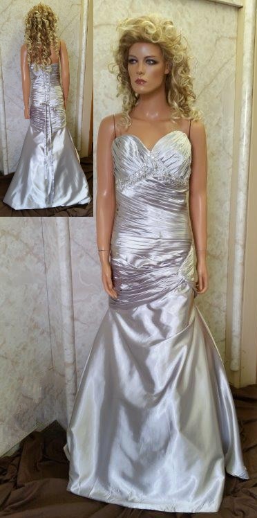 silver fit and flare bridesmaid dress
