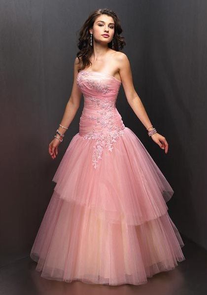pink Strapless ball gown