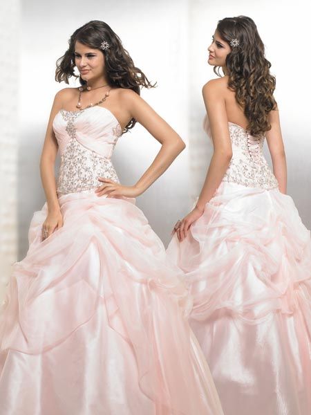 Light pink and silver beauty pageant dresses