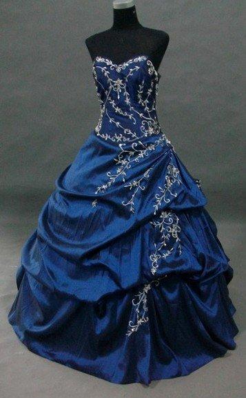 royal blue strapless prom dress