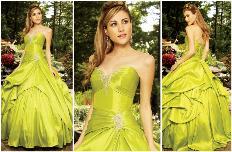 satin ball gown