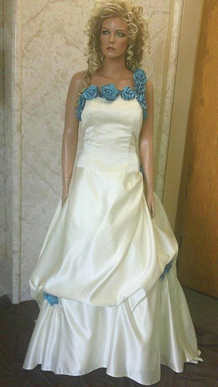 turquoise champagne wedding gown