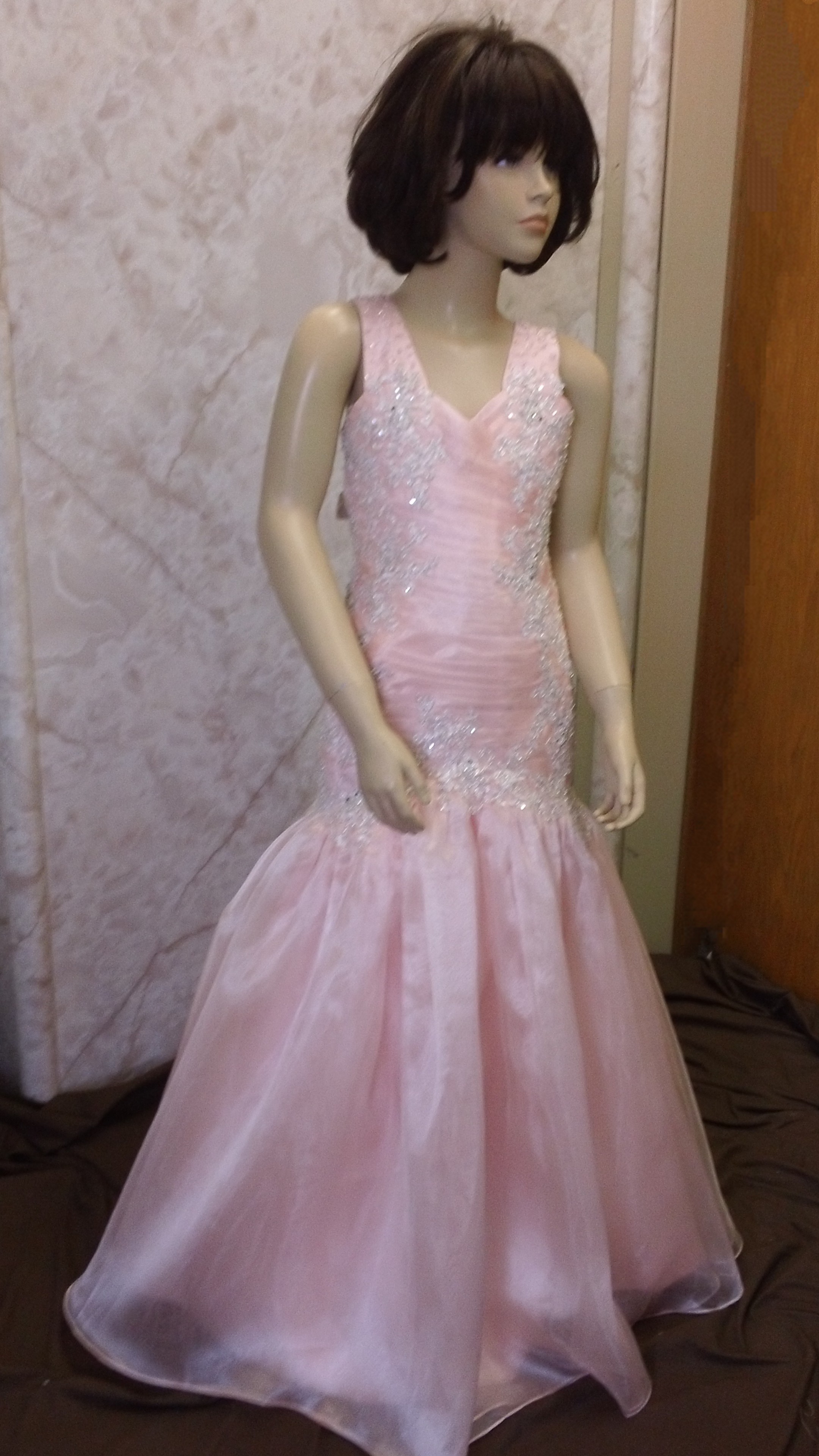 pink mermaid pageant dress with open back