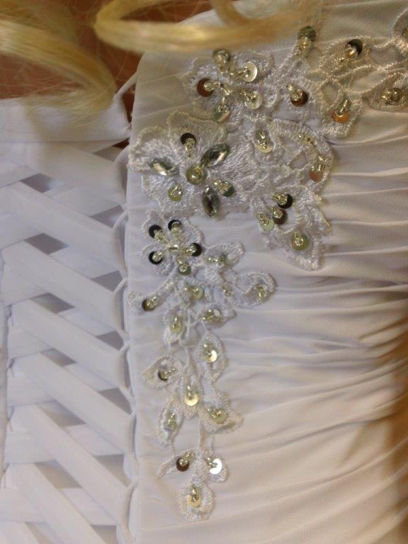 lace applique corset tie wedding dress