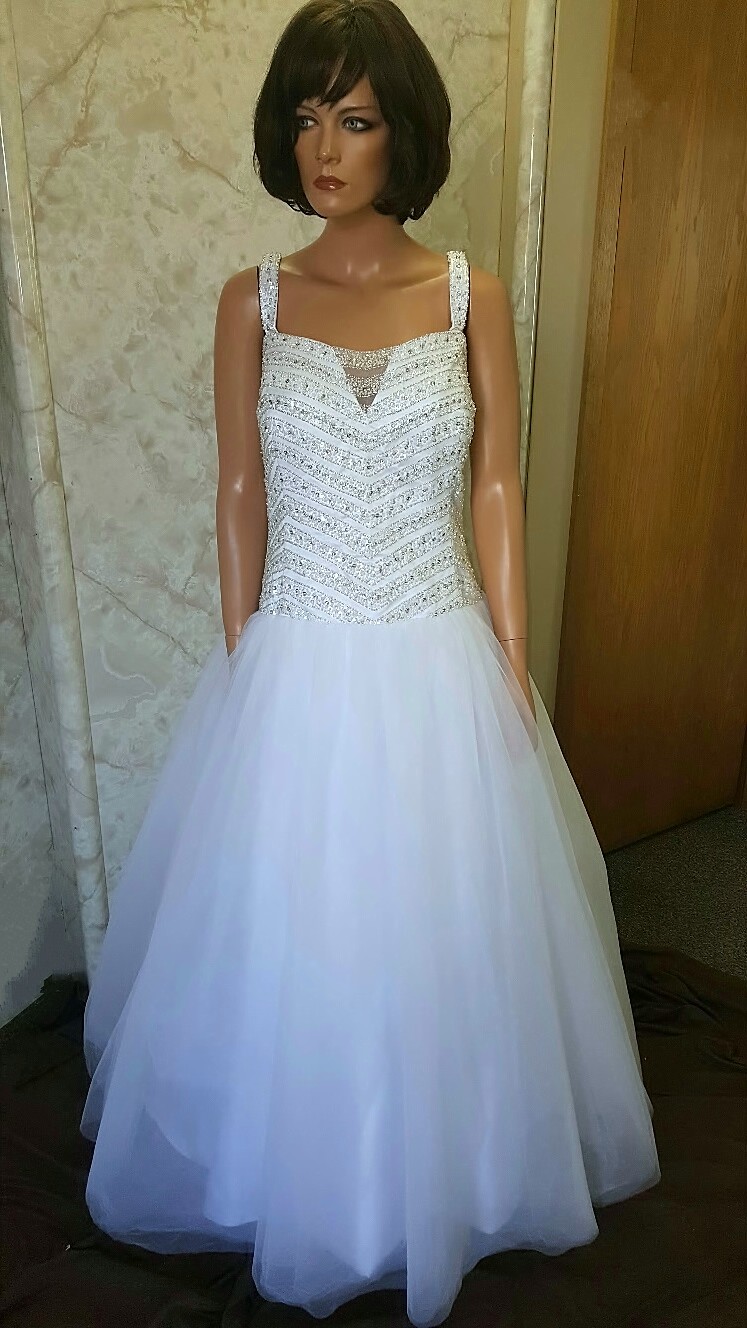 Long white wedding reception dress