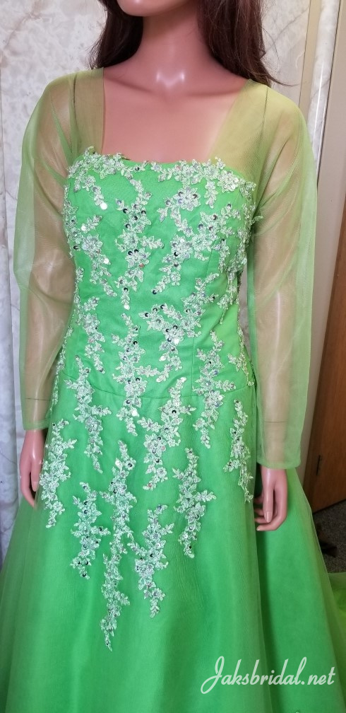 green bridal dress