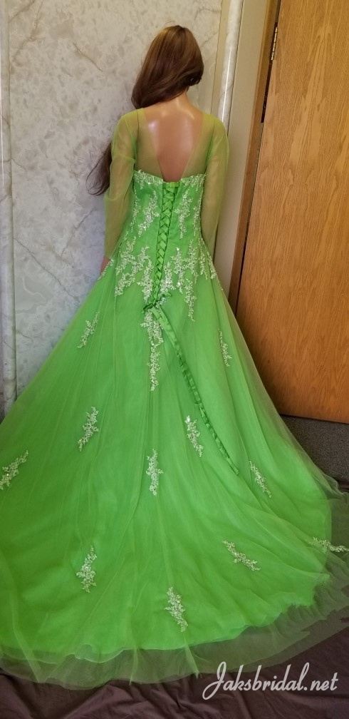 green bridal dress