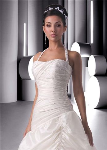 halter wedding gown with bodice embroidery 