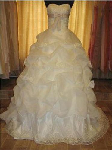 wedding gown with pick up skirt