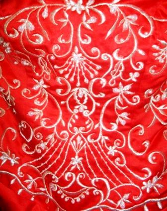 red and white wedding dress embroidery