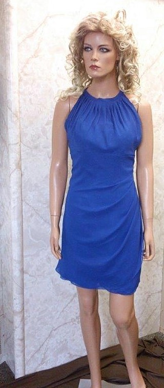 Short royal blue chiffon bridesmaid dress