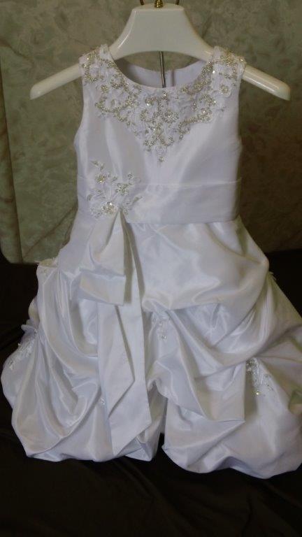 Wedding gown and matching infant flower girl dress