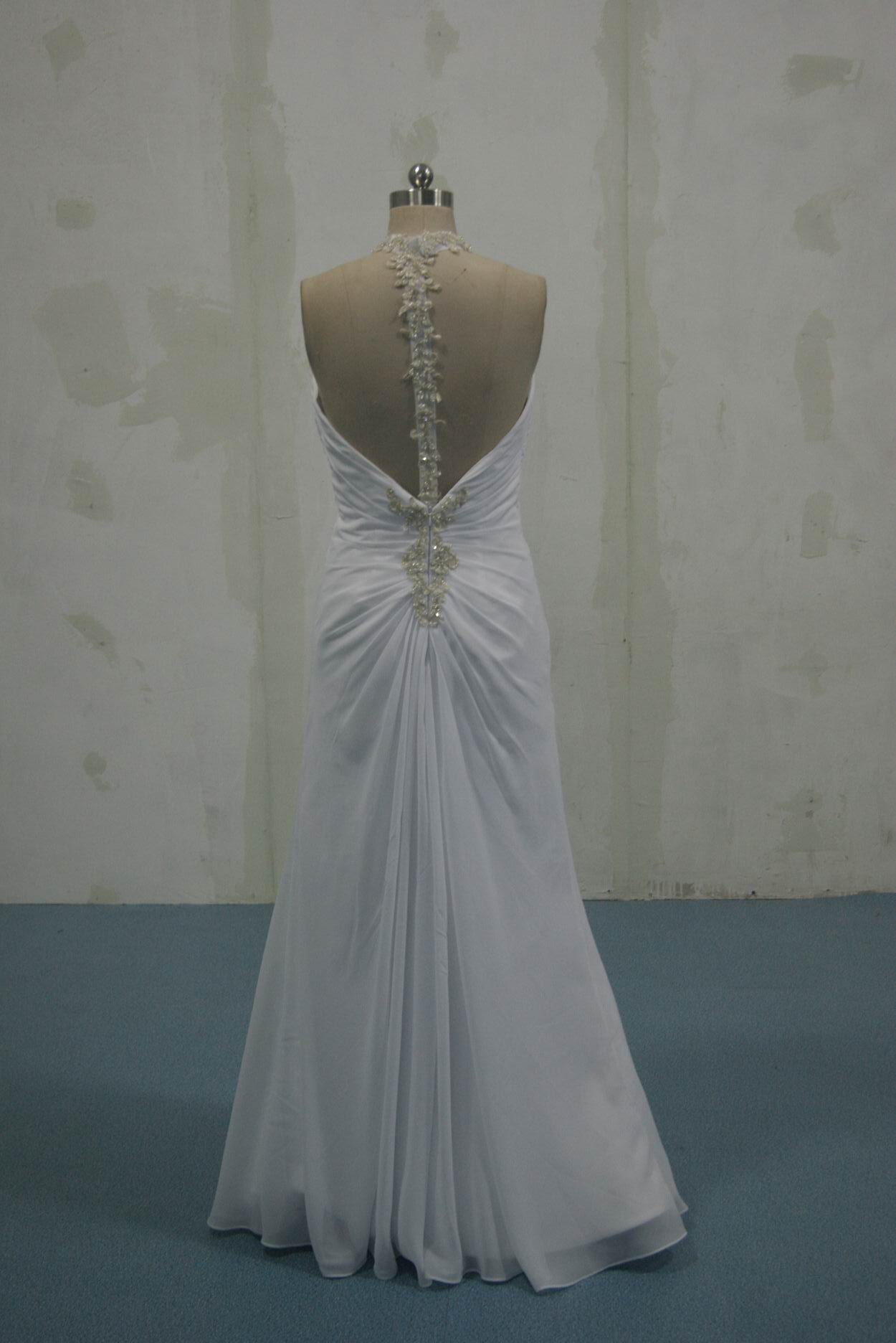 chiffon halter wedding gown