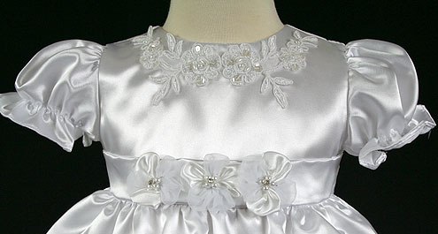 Christening gowns embroidery applique on neckline
