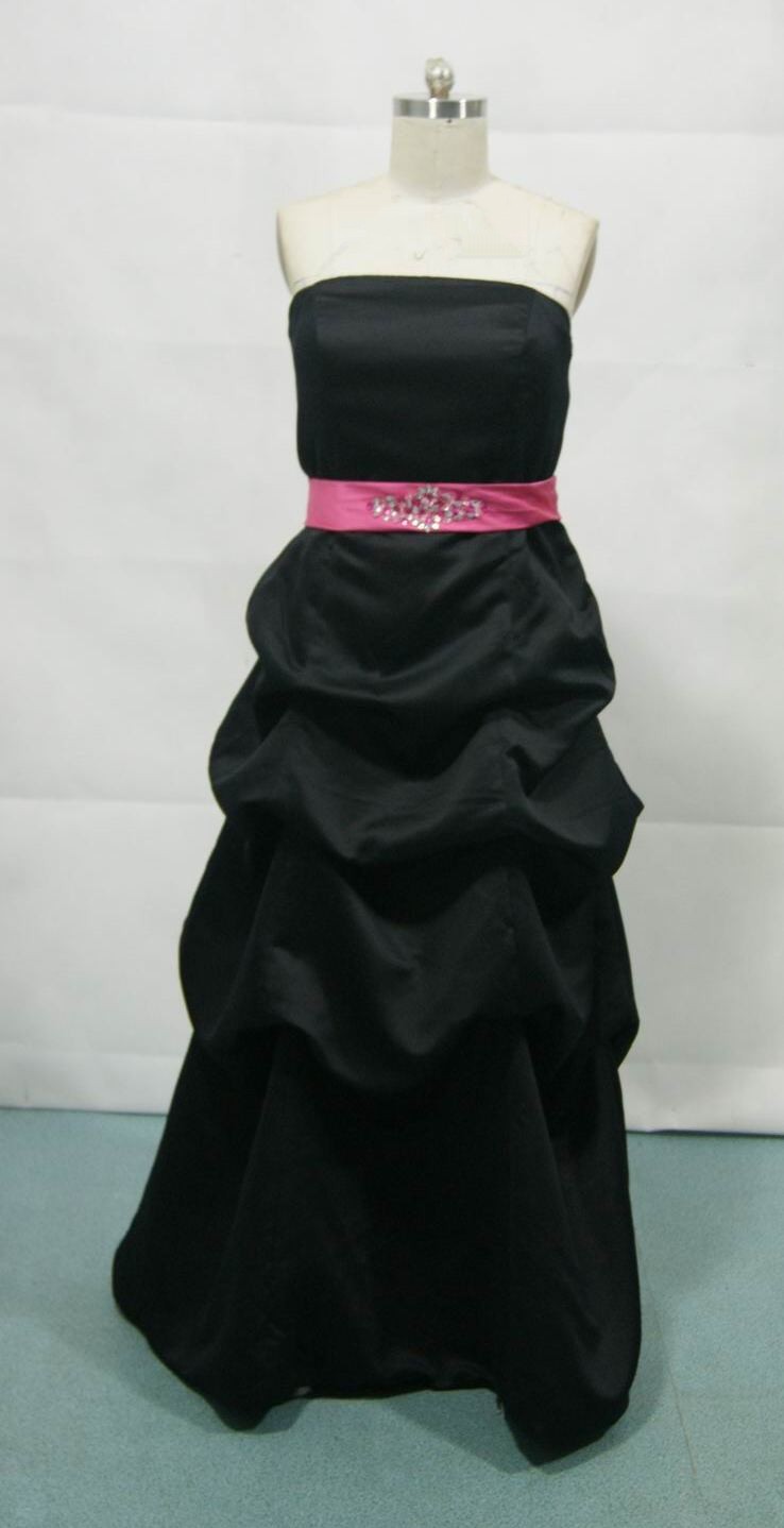 long black dress with pink sash