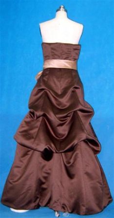 Chocolate pick up dress with antique brass sash