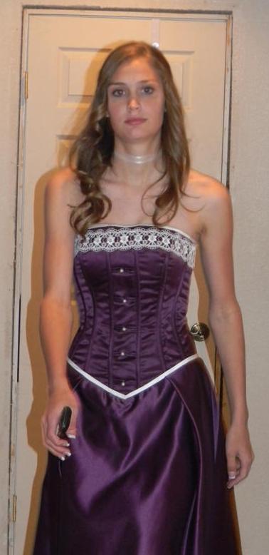 Purple corset bodice prom dress