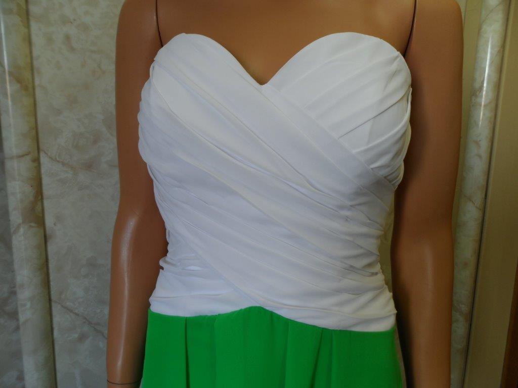 Green and white sweetheart chiffon bridesmaid dresses