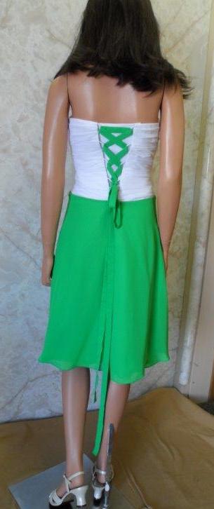 green and white sweetheart chiffon bridesmaid dresses
