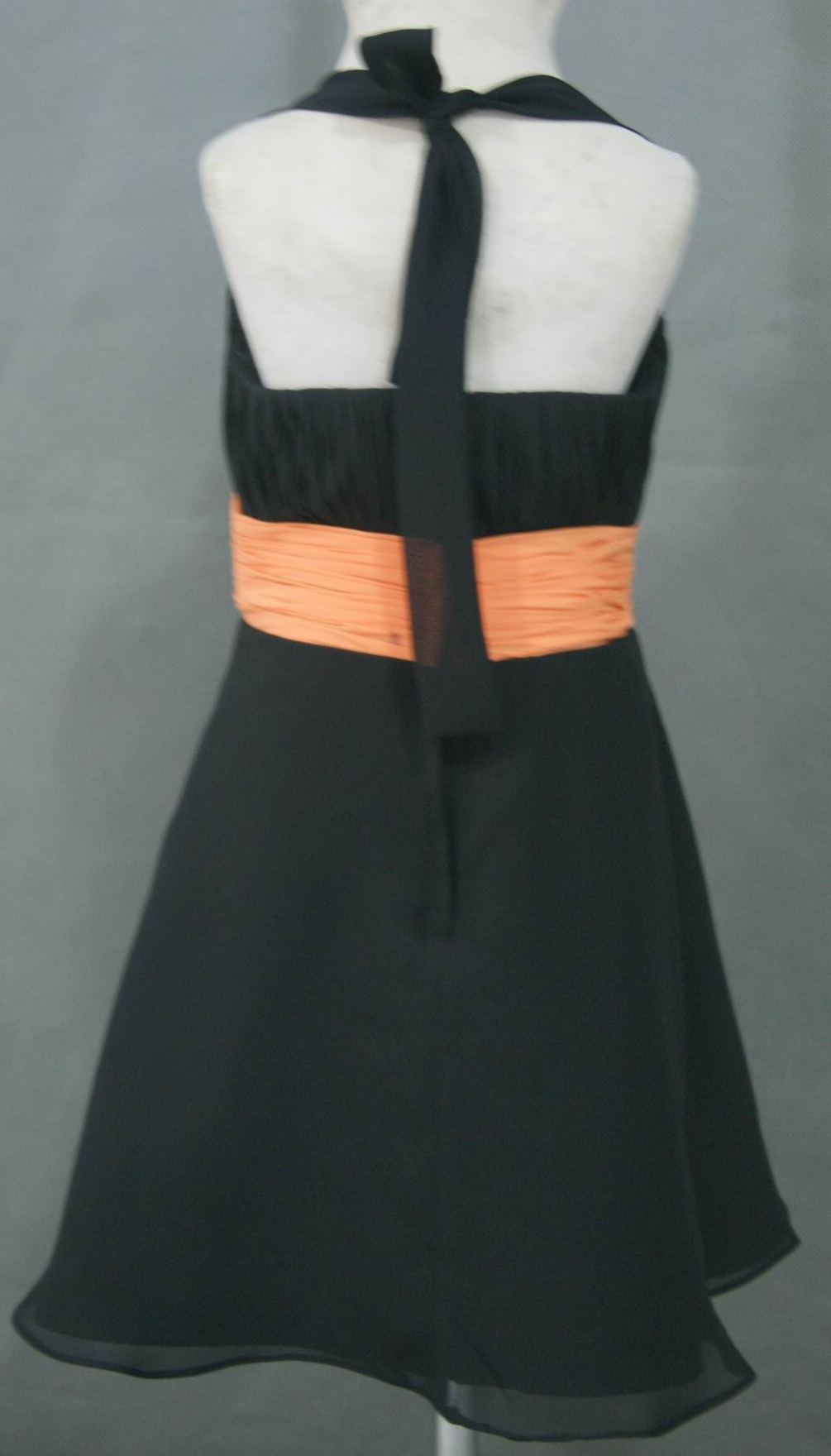 black chiffon dress with tangerine