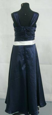 navy blue dress with light ivory sash