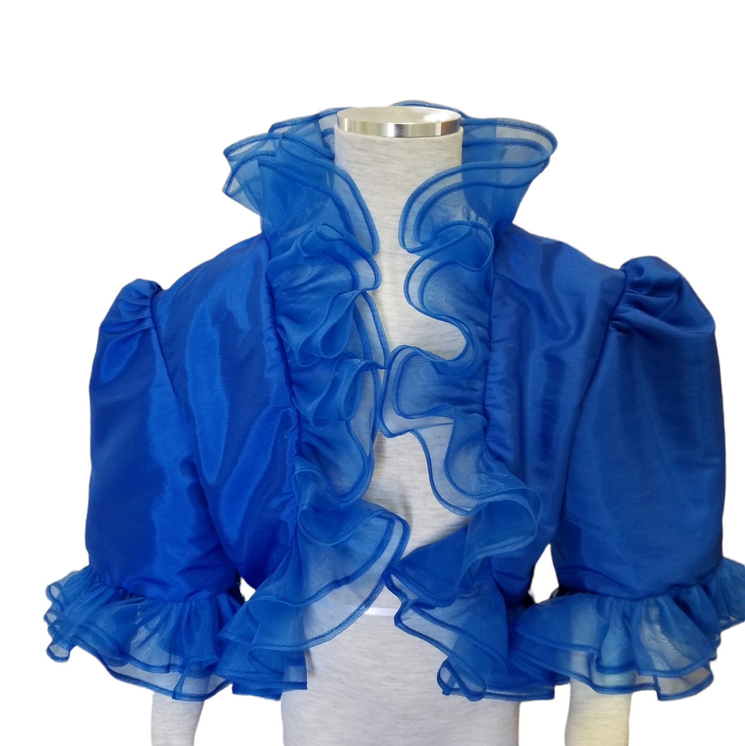 royal blue ruffle jacket