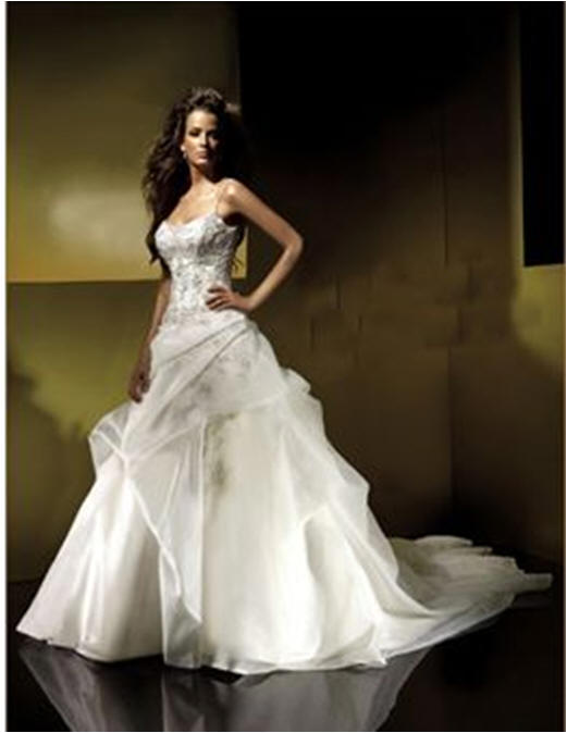 satin a-line wedding gown with beaded applique