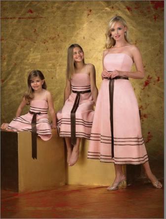 pink and brown bridal party dresses