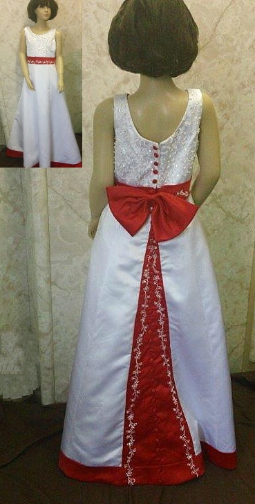 white and red flower girl dresses