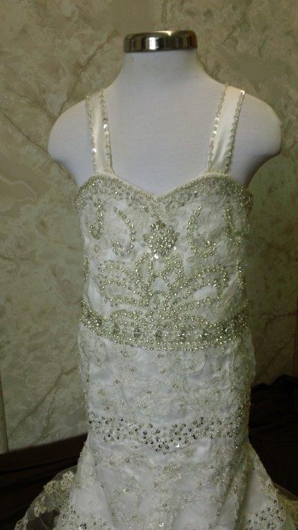 flower girl dress with pearl beading