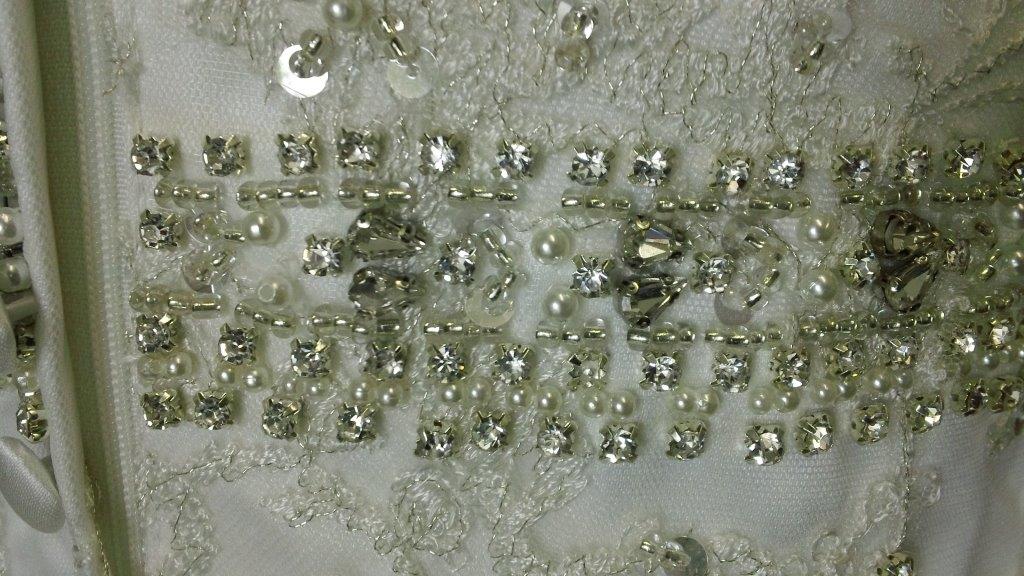 rows of pearl and crystal embellishments