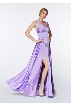 lavender  satin A-line bridesmaid dress