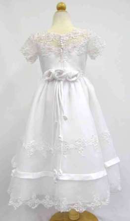Scalloped lace communion dress