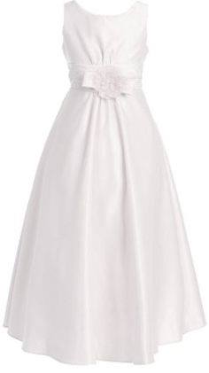 White dress with bow on empire waistline