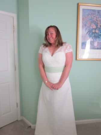 ivory and honeydew bridal gown
