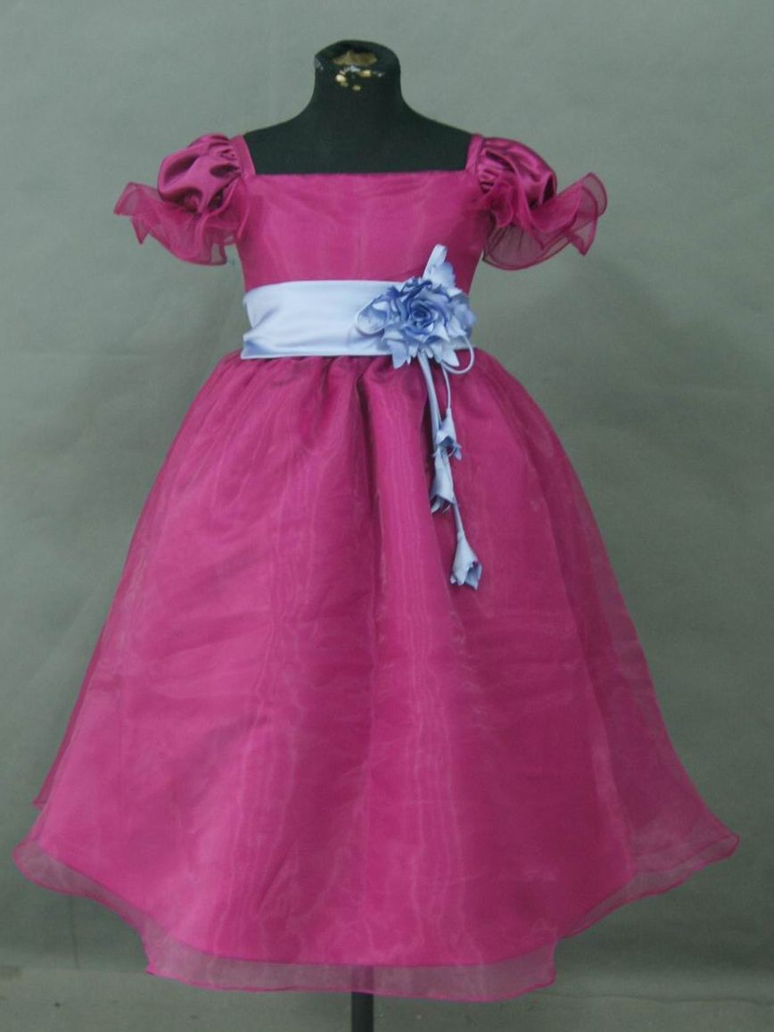 fuschia dress with periwinkle sash