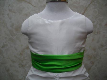 White pickup dress with lime green sash