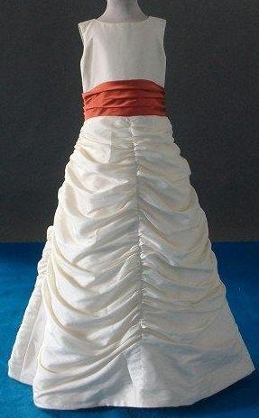 ivory pickup dress with burnt orange sash