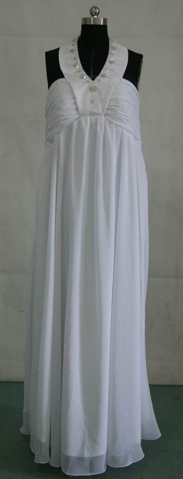 White sheath halter wedding dress