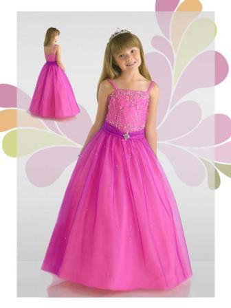 Pink girls pageant tulle gown